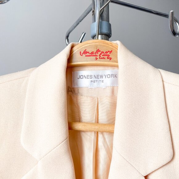 🍂 90s Butter Yellow Tailored Double Breasted Crepe Blazer Size M - Picture 3 of 7